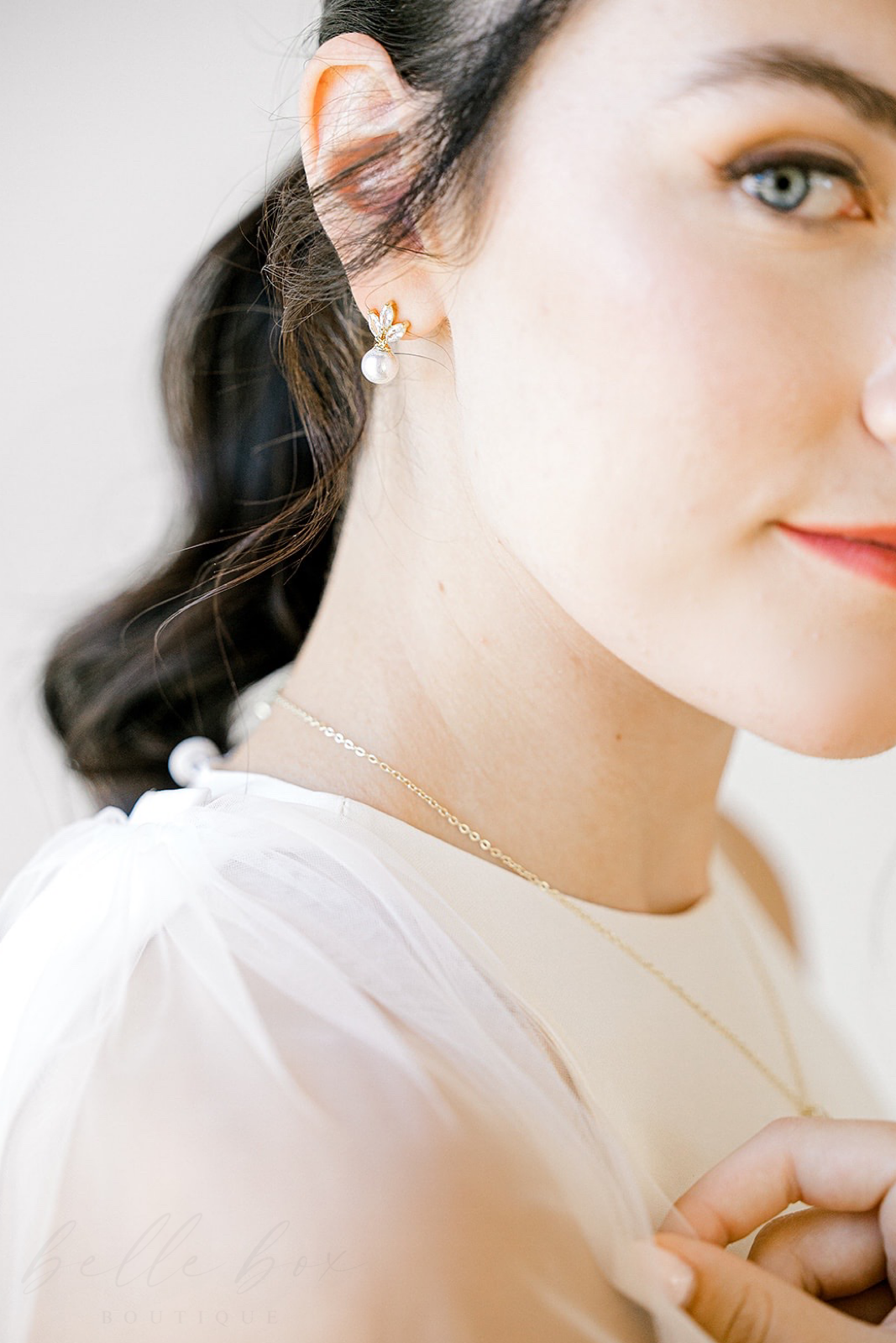 Flora Pearl Diamond Wedding Earrings