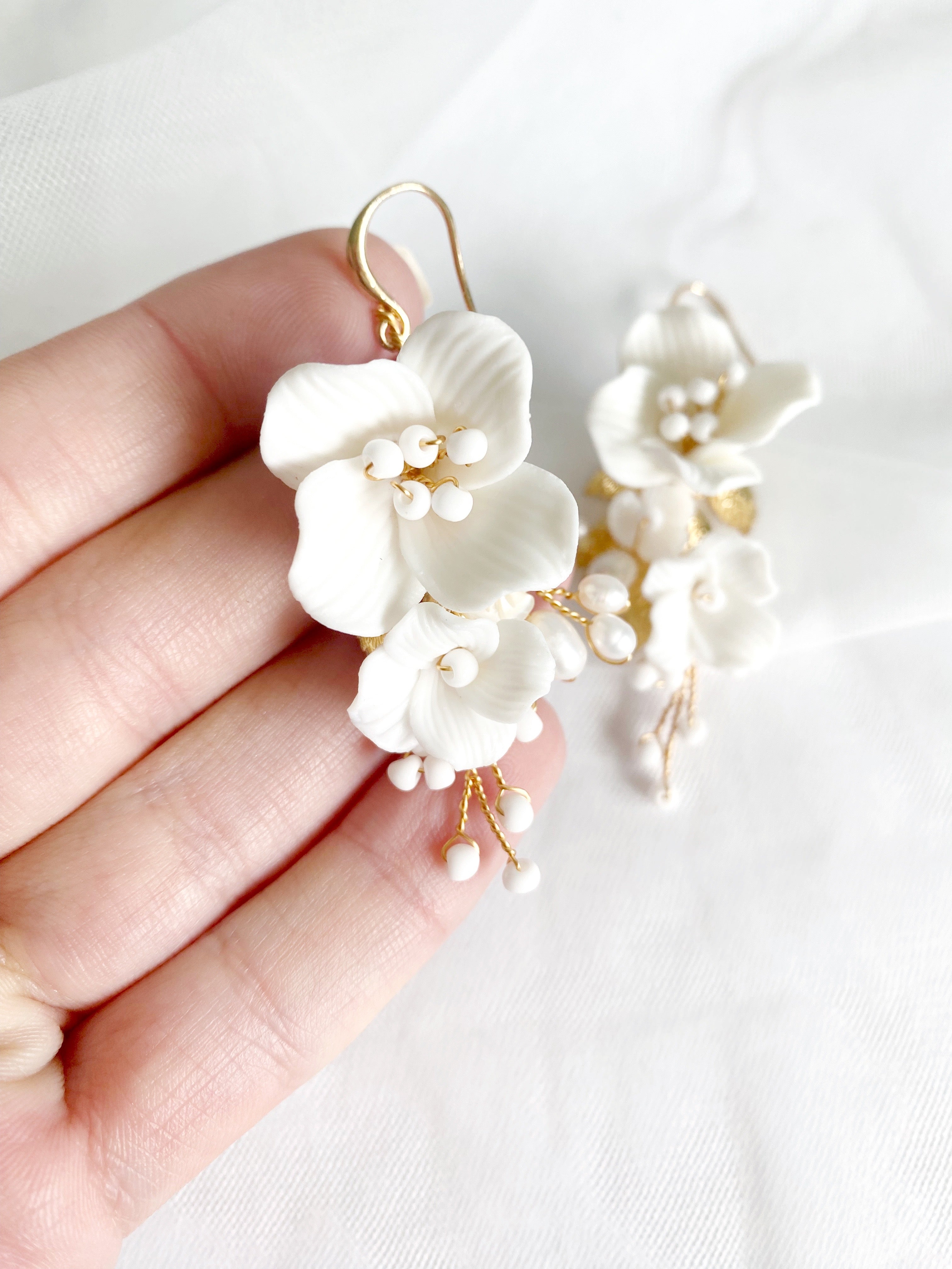 Simona Ceramic Floral Drop Earrings