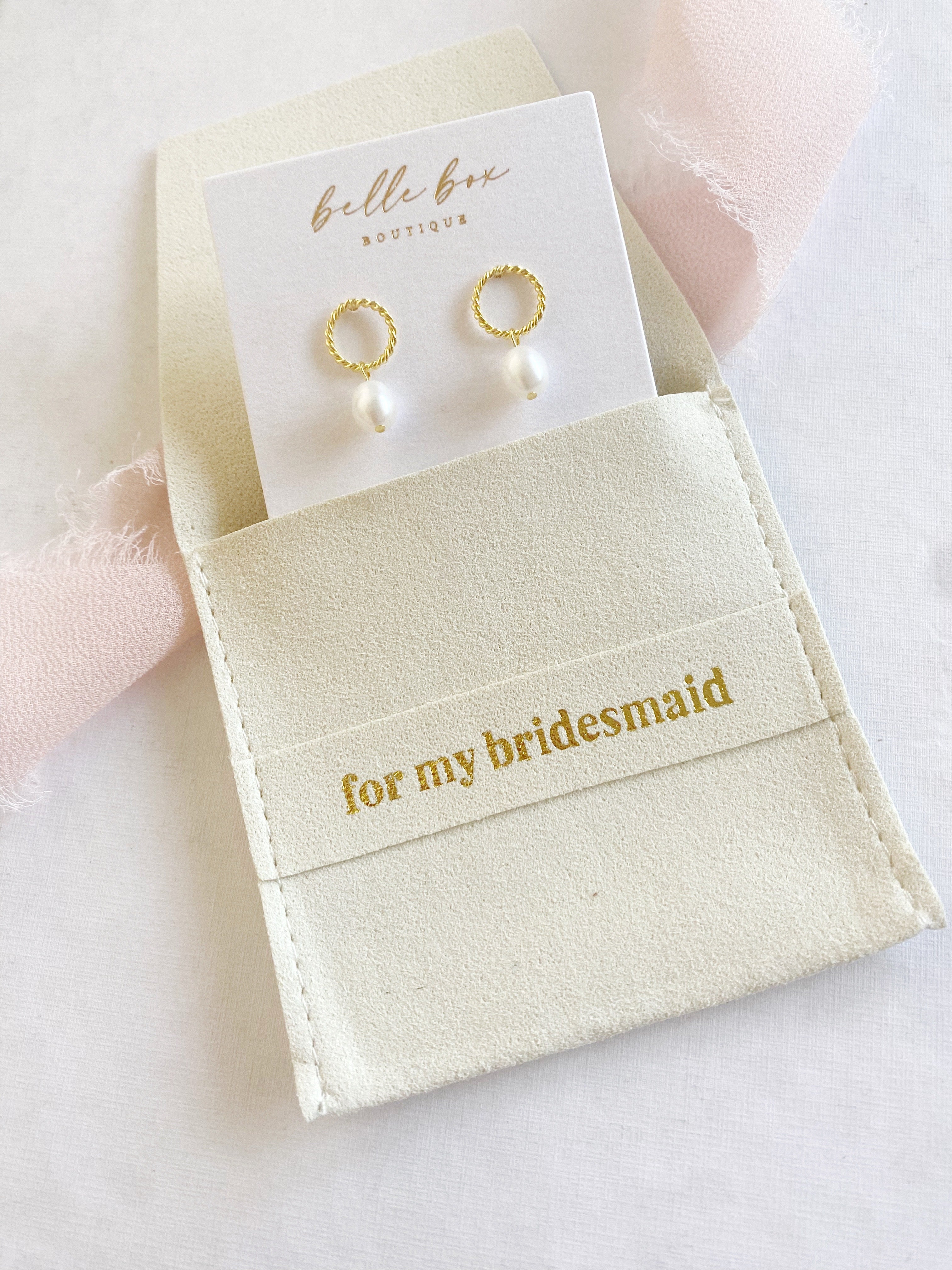 “for my bridesmaid” jewelry bag