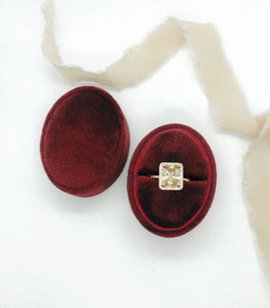 Burgundy Red Velvet Oval Ring Box
