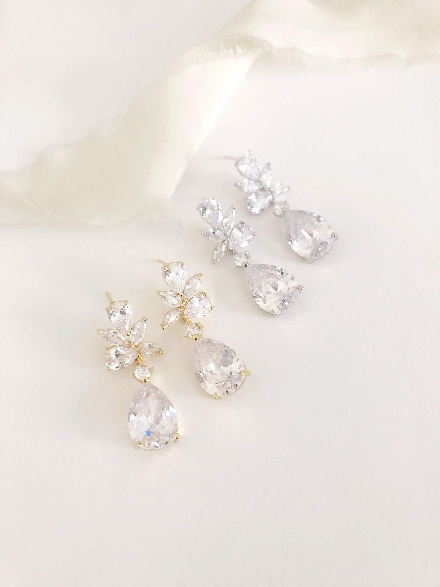 Ivy Diamond Drop Wedding Earrings