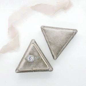 Stone Grey Velvet Triangle Ring Box - Clearance