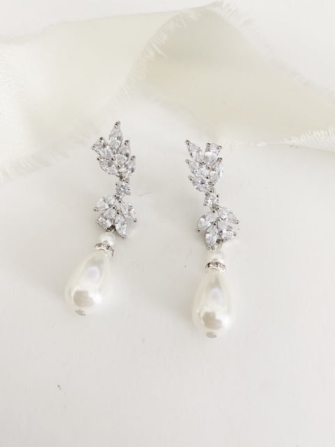 Joanna Pearl Diamond Wedding Earrings