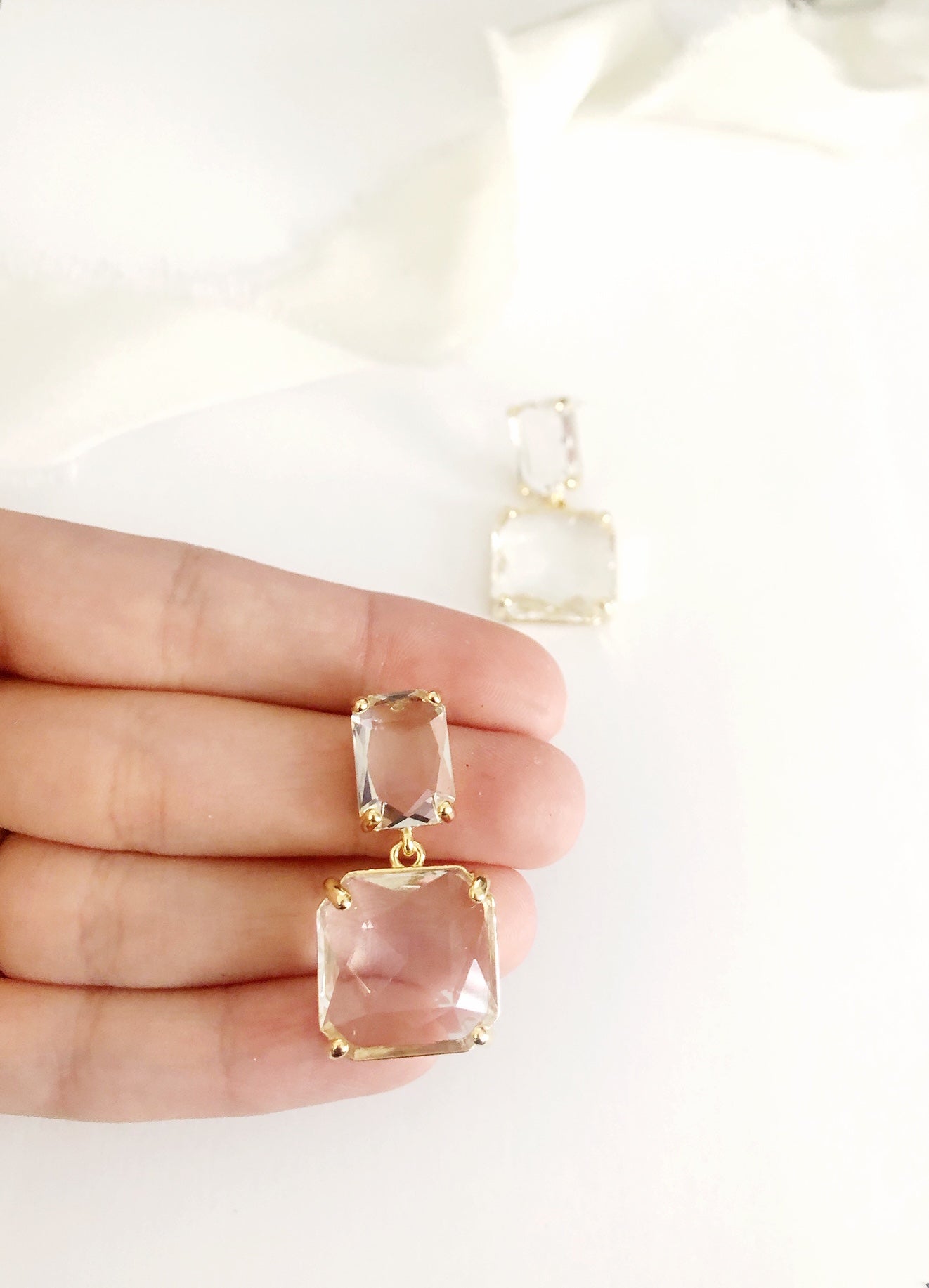 Remi Crystal Transparent Acrylic Drop Earrings