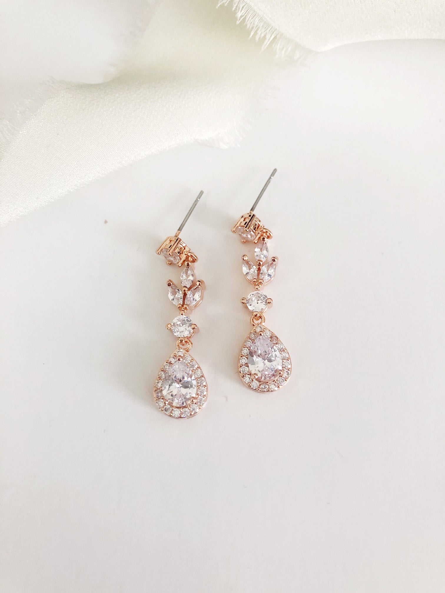 Lainee Rose Gold Diamond Drop Earrings