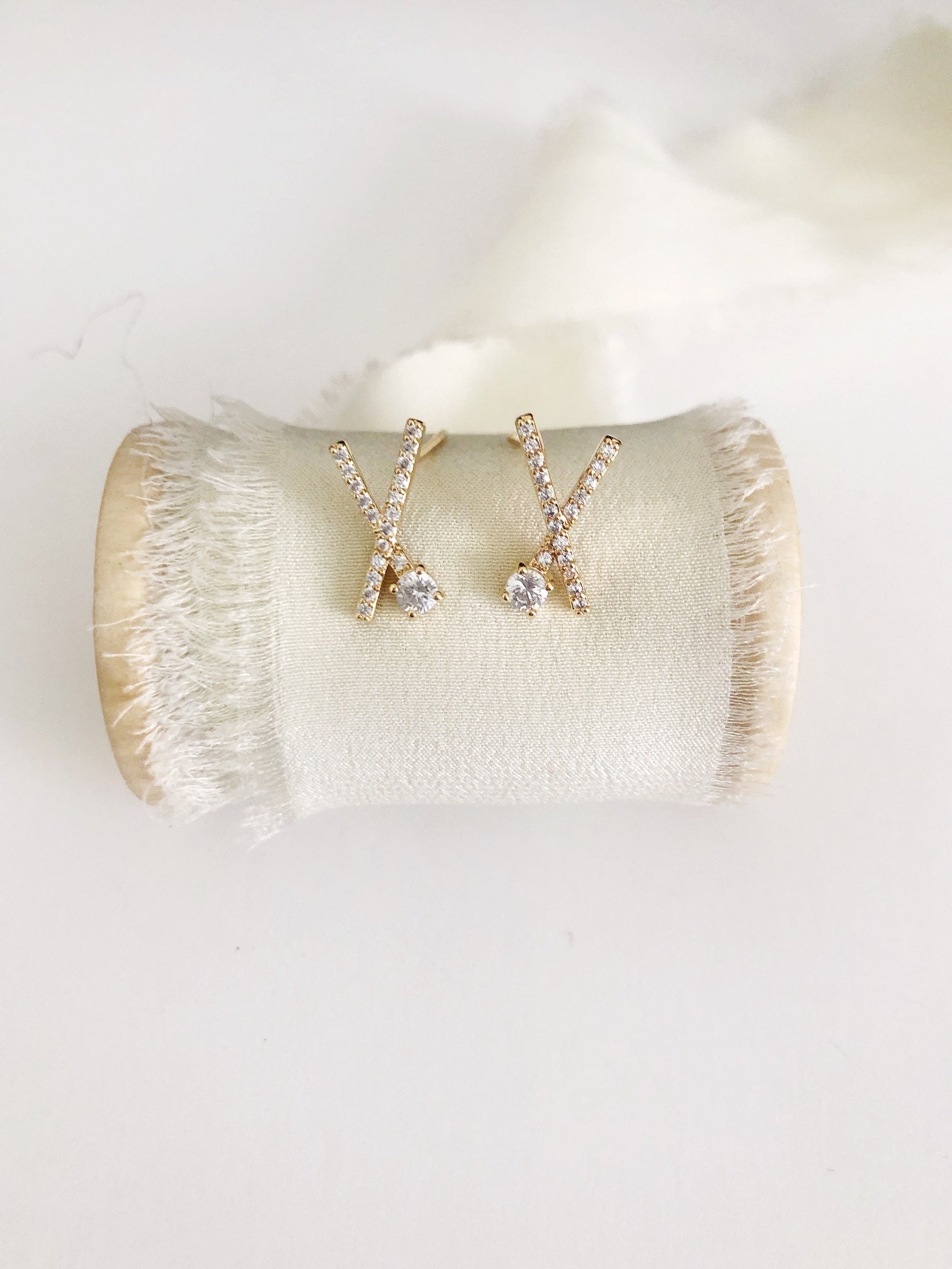Ophelia Modern Diamond Stud Wedding Earrings