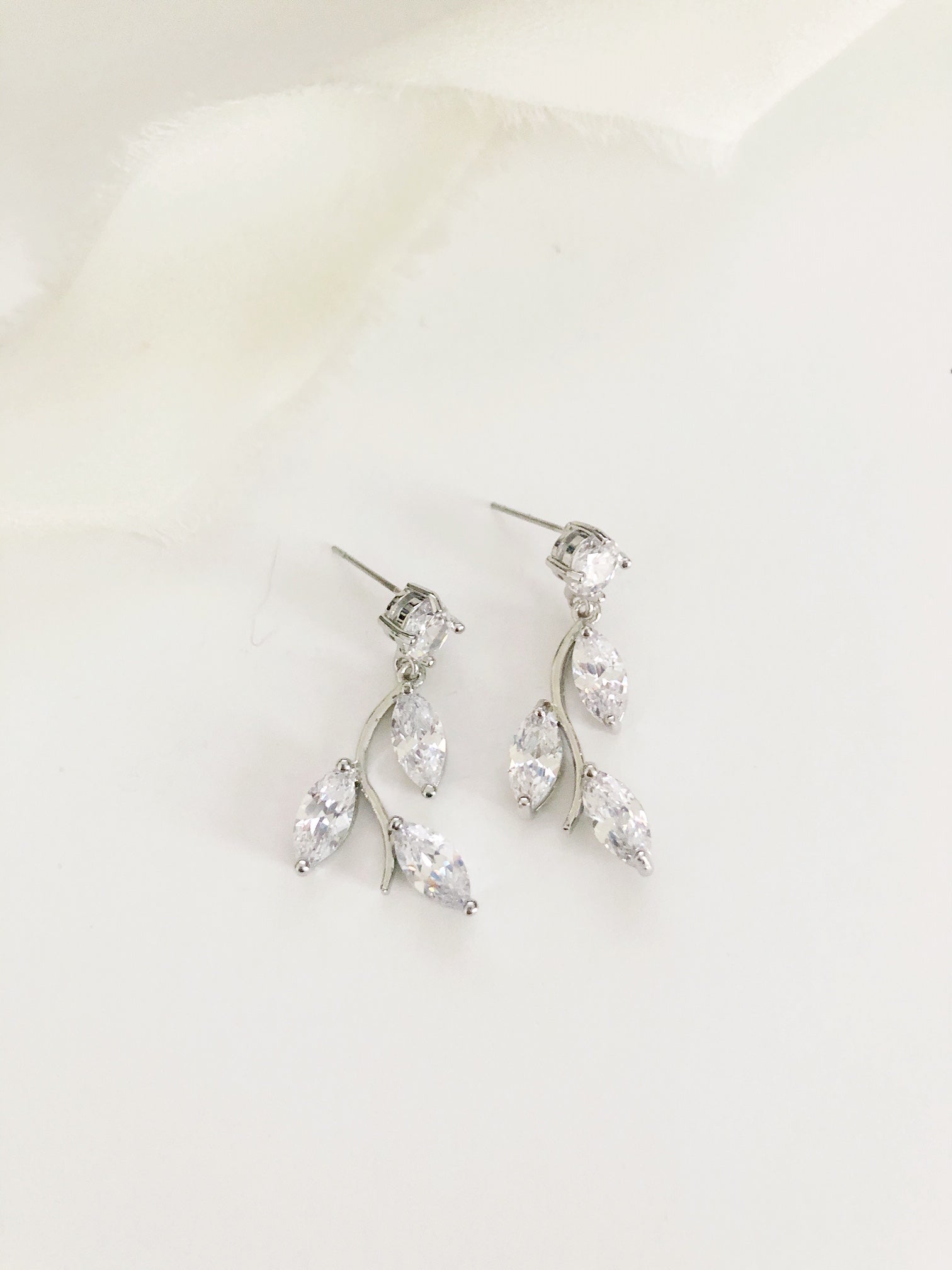 Ferna Silver CZ Diamond Earrings and Bracelet Set