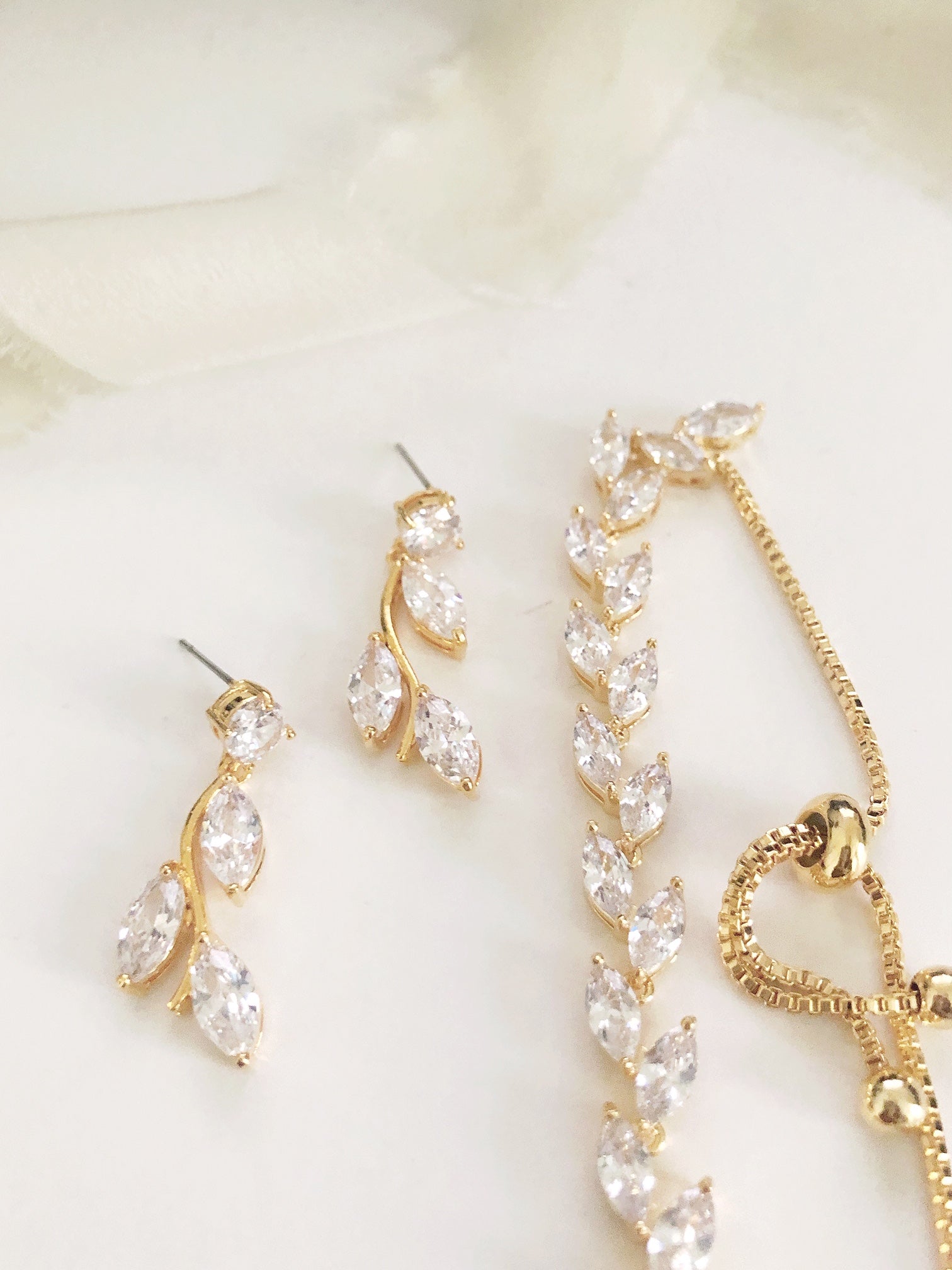Ferna Leaf Diamond Drop Earrings