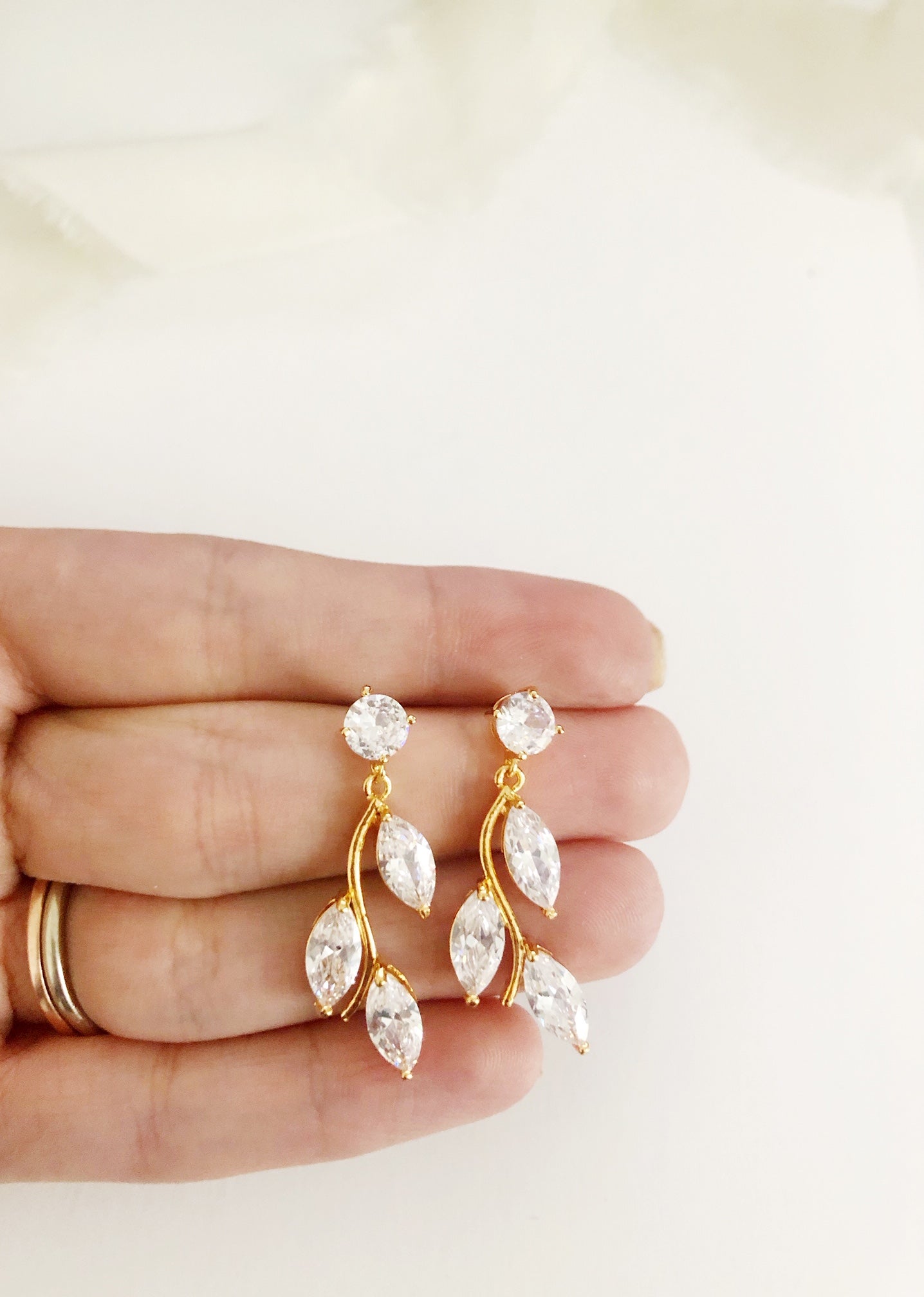 Ferna Gold CZ Diamond Earrings and Bracelet Set