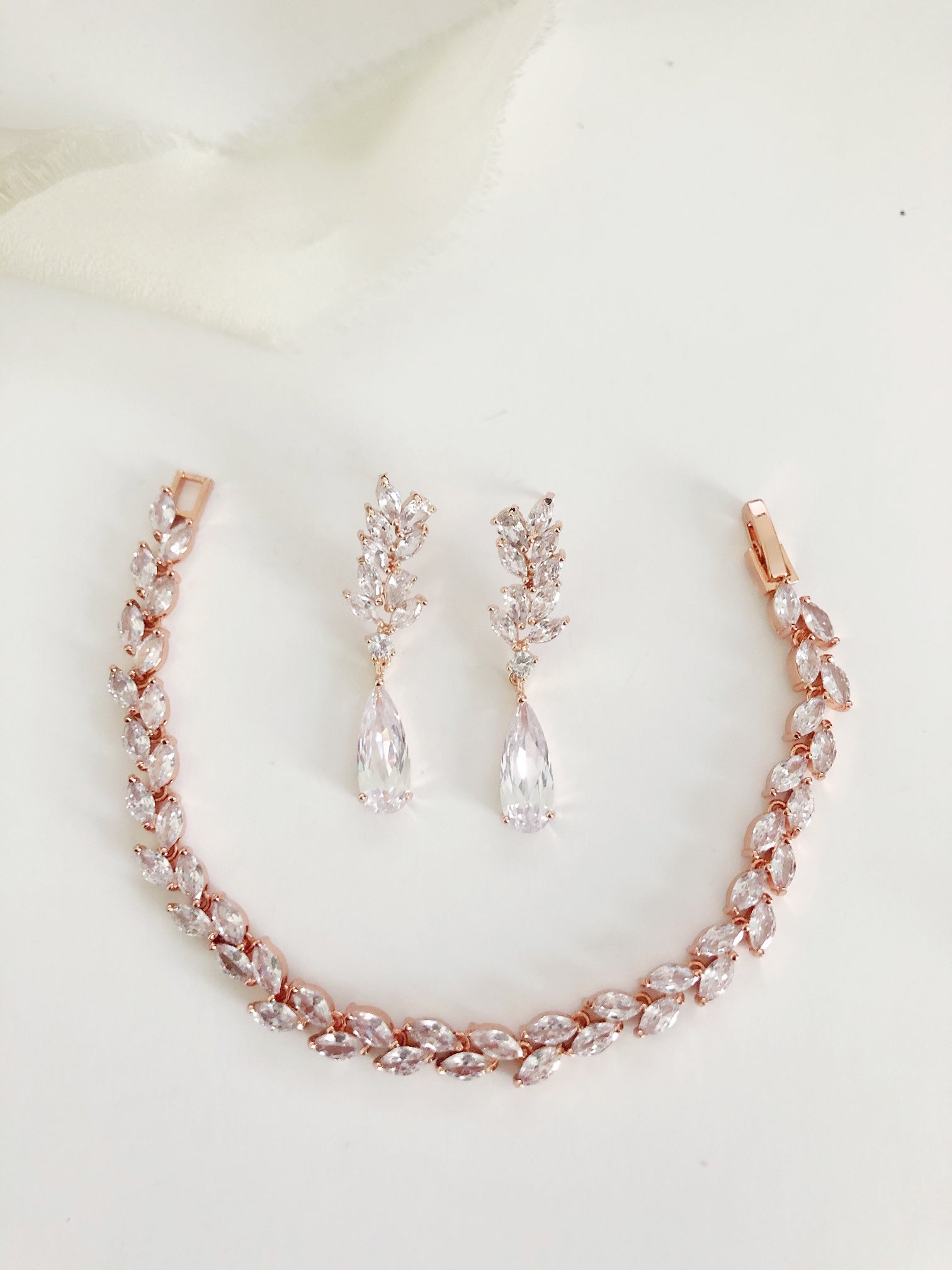 Jasmine Rose Gold Diamond Earrings and Bracelet Set