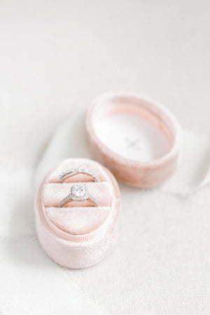 Ballet Pink Velvet Oval Ring Box