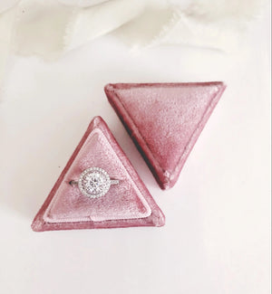 Blush Pink Velvet Triangle Ring Box - Clearance