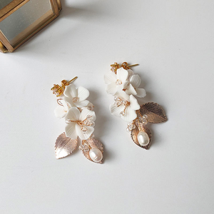 Vivian Ceramic Floral Pearl Earrings