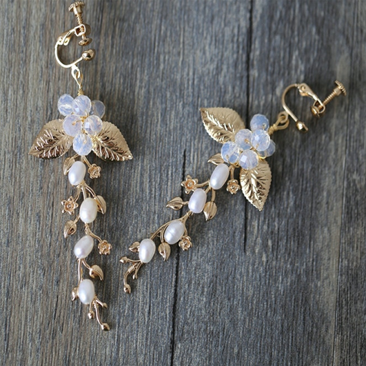 Syren Pearl Diamond Wedding Earrings