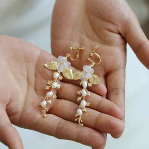 Syren Pearl Diamond Wedding Earrings