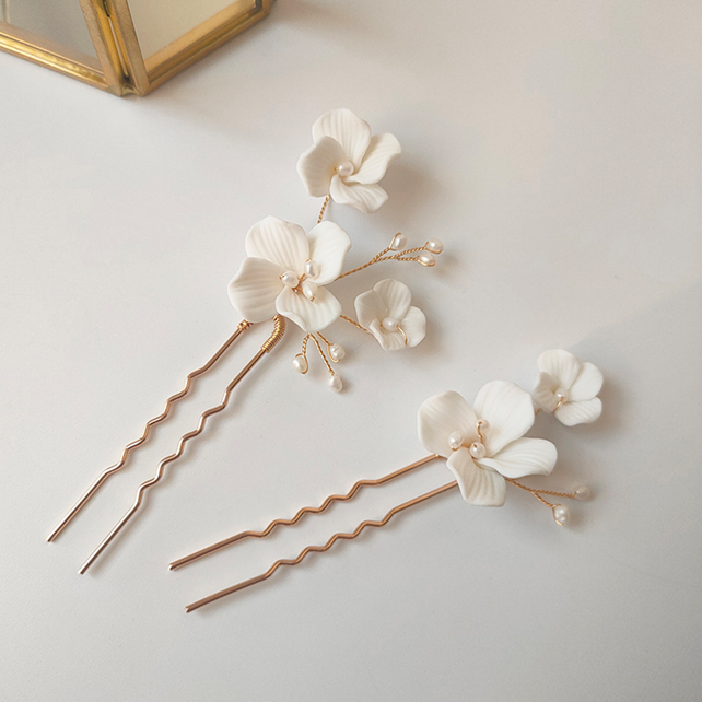 Marnie Ceramic Pearl Hair Pins