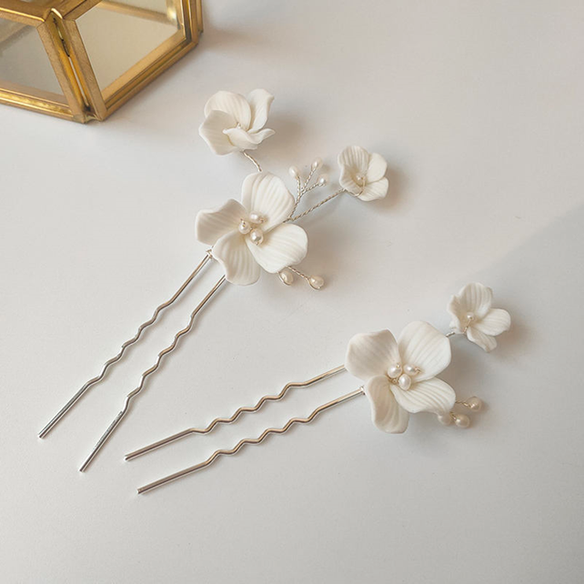 Marnie Ceramic Pearl Hair Pins