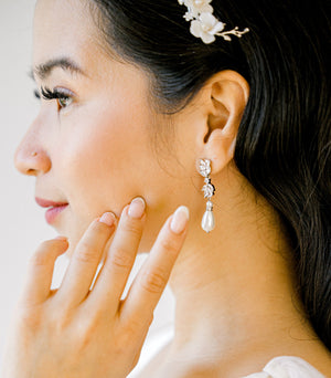 Joanna Pearl Diamond Wedding Earrings