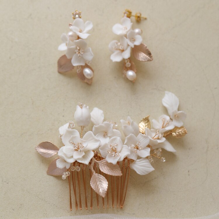Vivian Floral Earrings & Comb Set