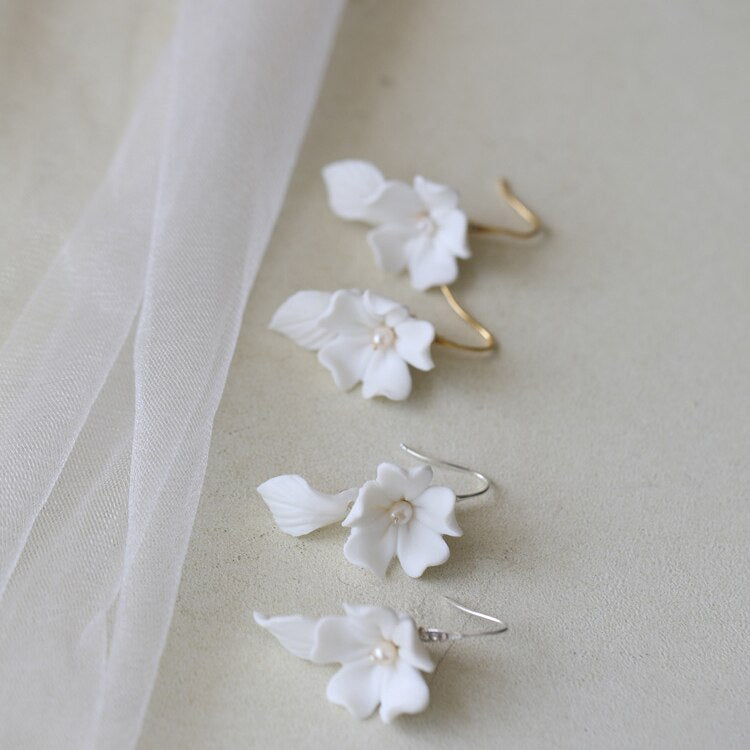 Aislyn Ceramic Floral Freshwater Pearl Earrings