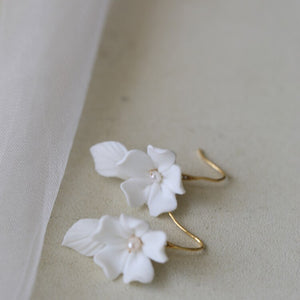 Aislyn Ceramic Floral Freshwater Pearl Earrings