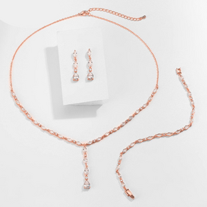 Cotine Diamond Earrings, Necklace, and Bracelet Set