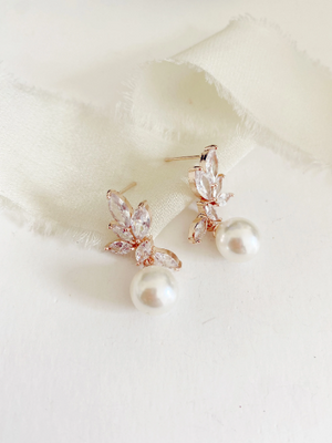 Katia Pearl Diamond Wedding Earrings