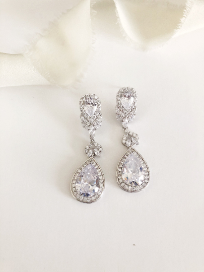 Constance Drop Diamond Wedding Earrings