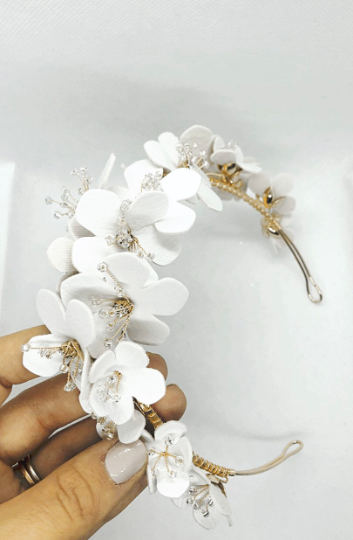 Kelysee Leather Floral Crown Tiara