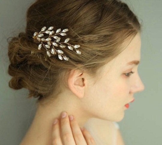 Francine Gold Crystal Diamond Rhinestone Bridal Headband