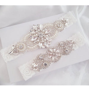 Pearl & Diamond Rhinestone Bridal Garter Set