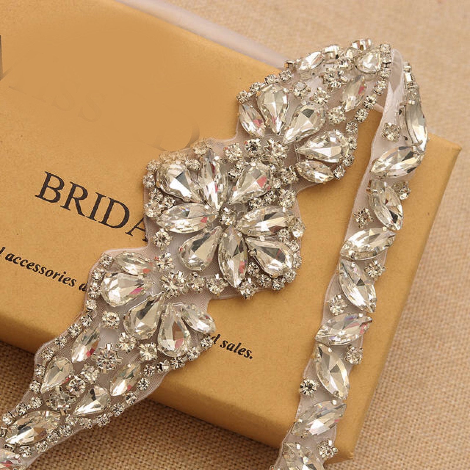 Silver Crystal Diamond Bridal Belt Sash