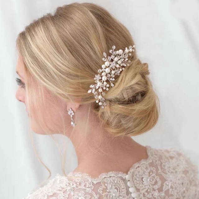 Kristi Crystal Diamond and Pearl Bridal Hair comb