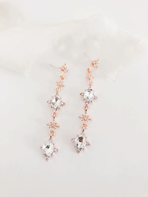 Lilah Rose Gold Diamond Wedding Earrings