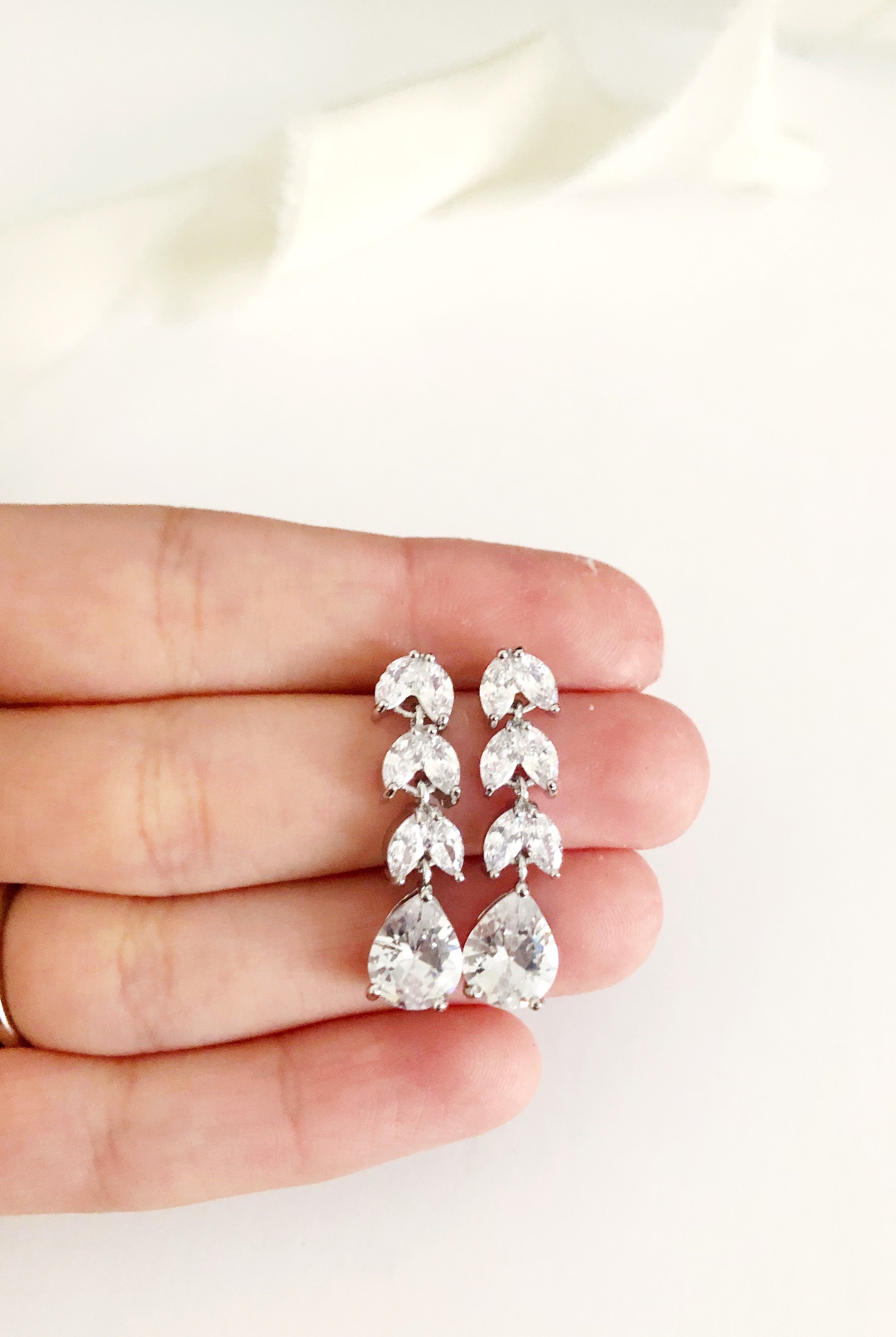 Zeena leaf Drop Wedding Earrings