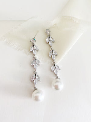 Jolie Pearl Diamond Wedding Earrings
