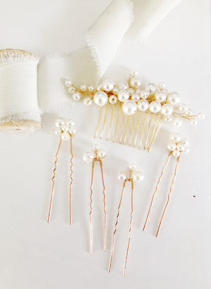 Gold Pearl Bridal Hairpiece