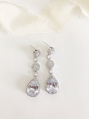 Nola Diamond Drop Wedding Earrings