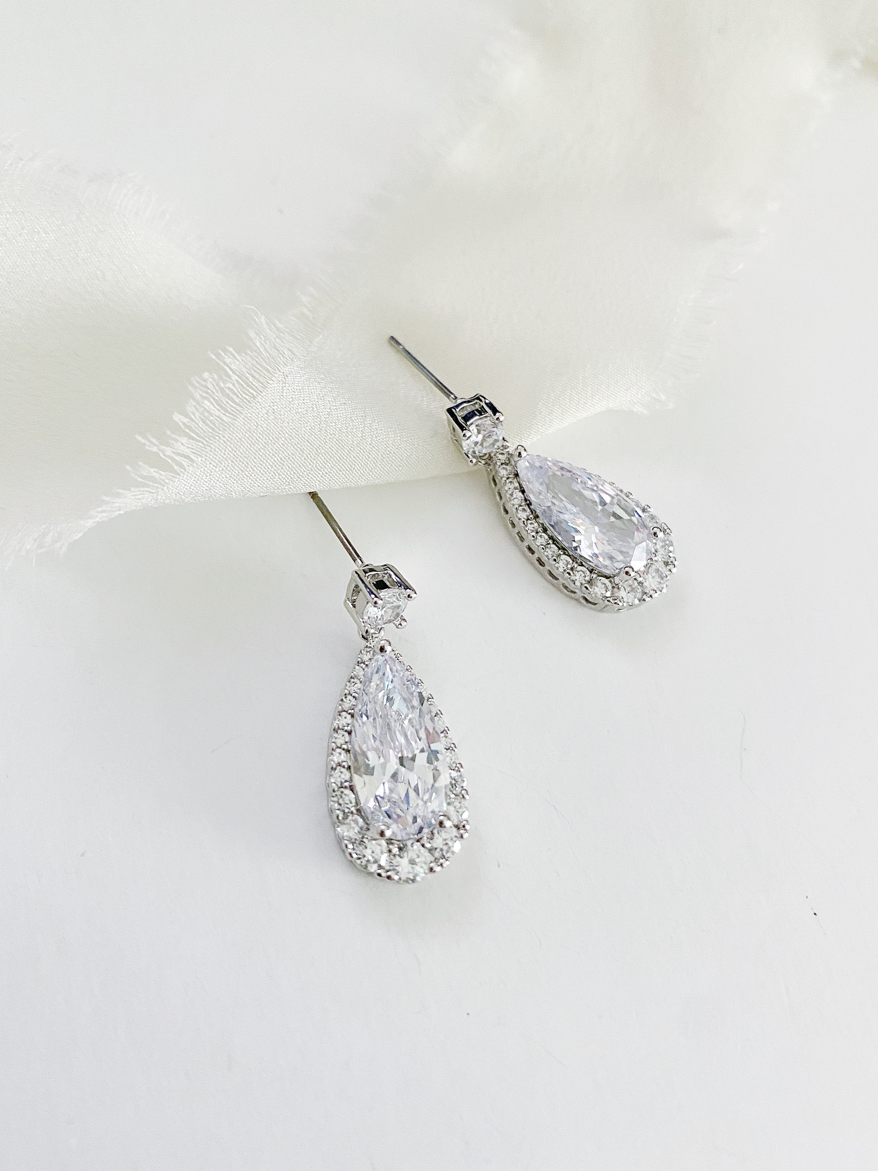 Simi Diamond Drop Wedding Earrings