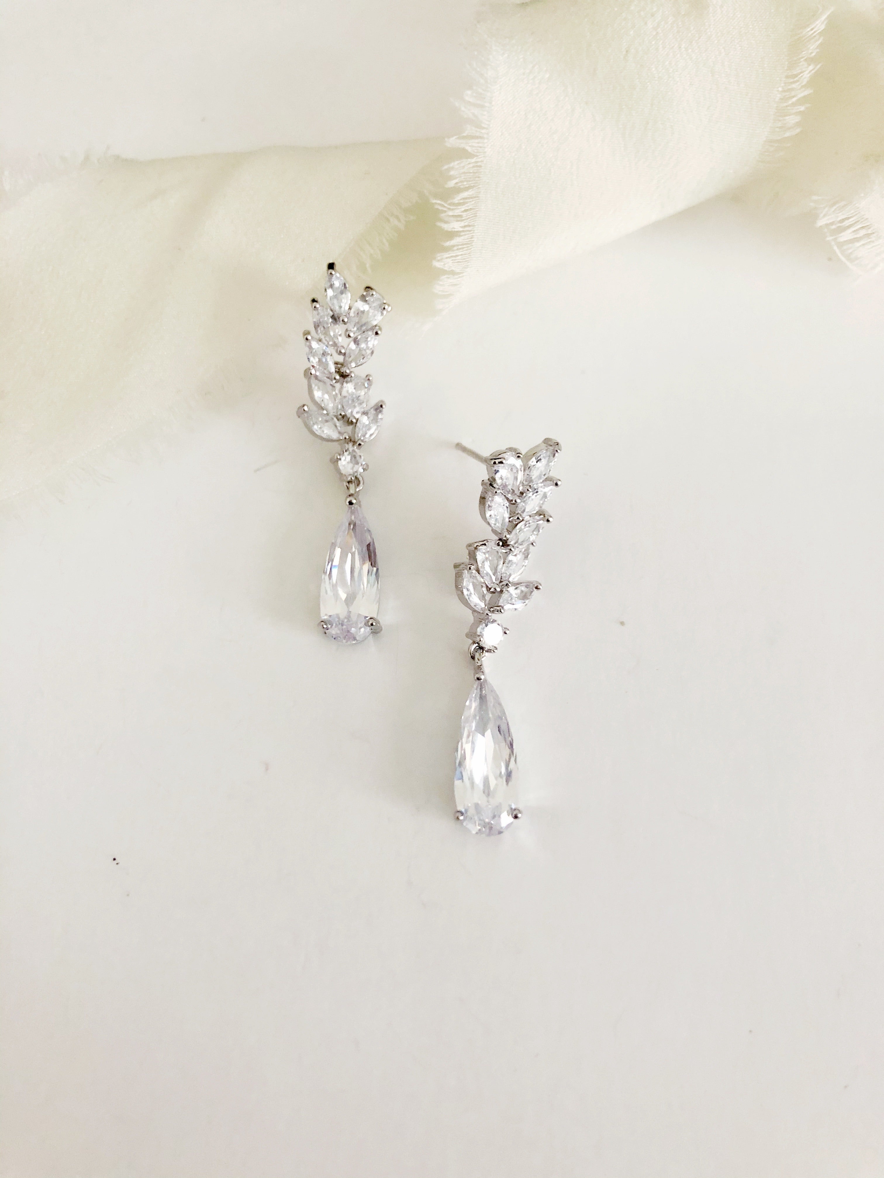 Jasmine Silver Diamond Drop Earrings