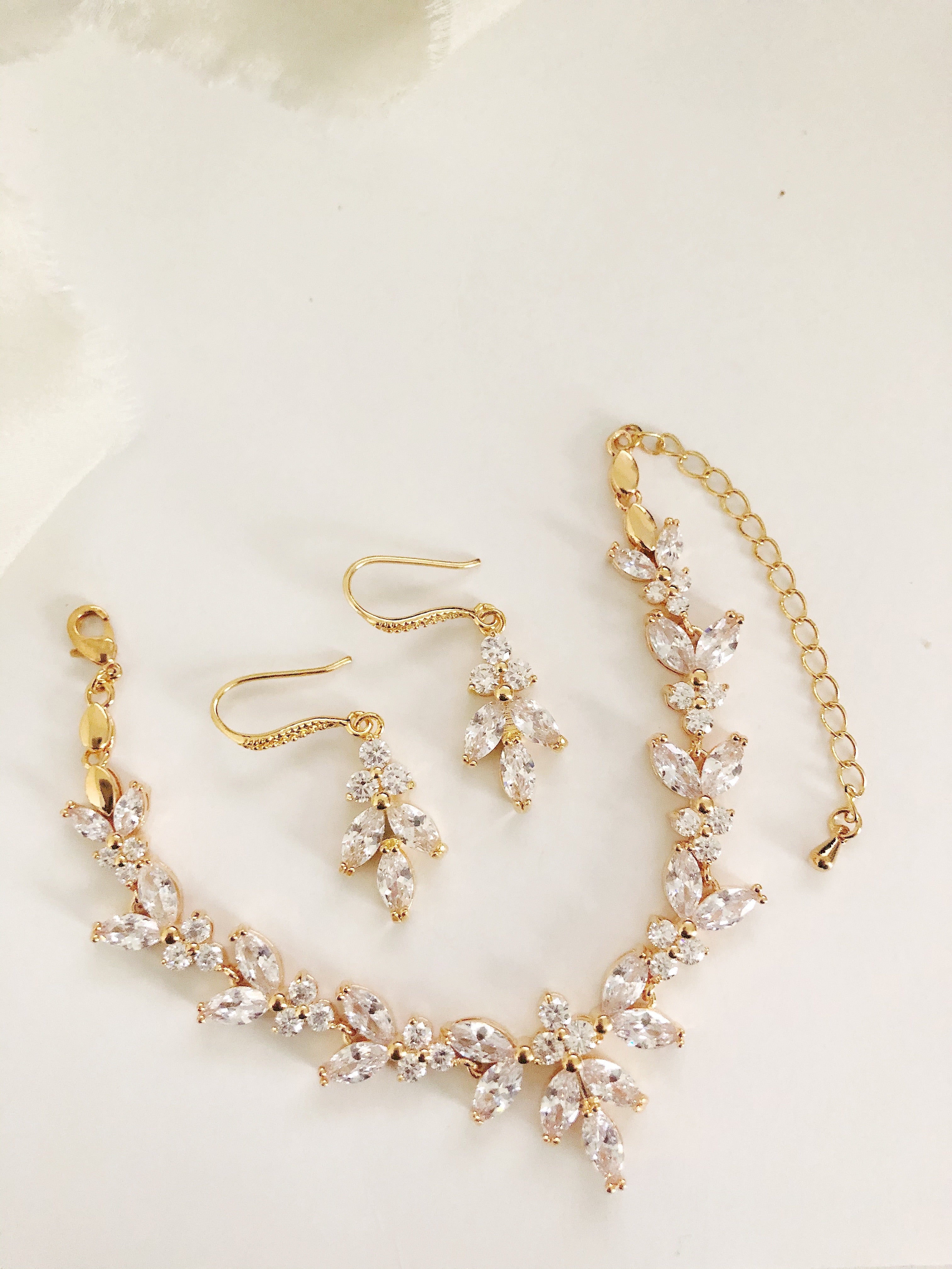 Ellen Gold Diamond Earrings and Bracelet Set