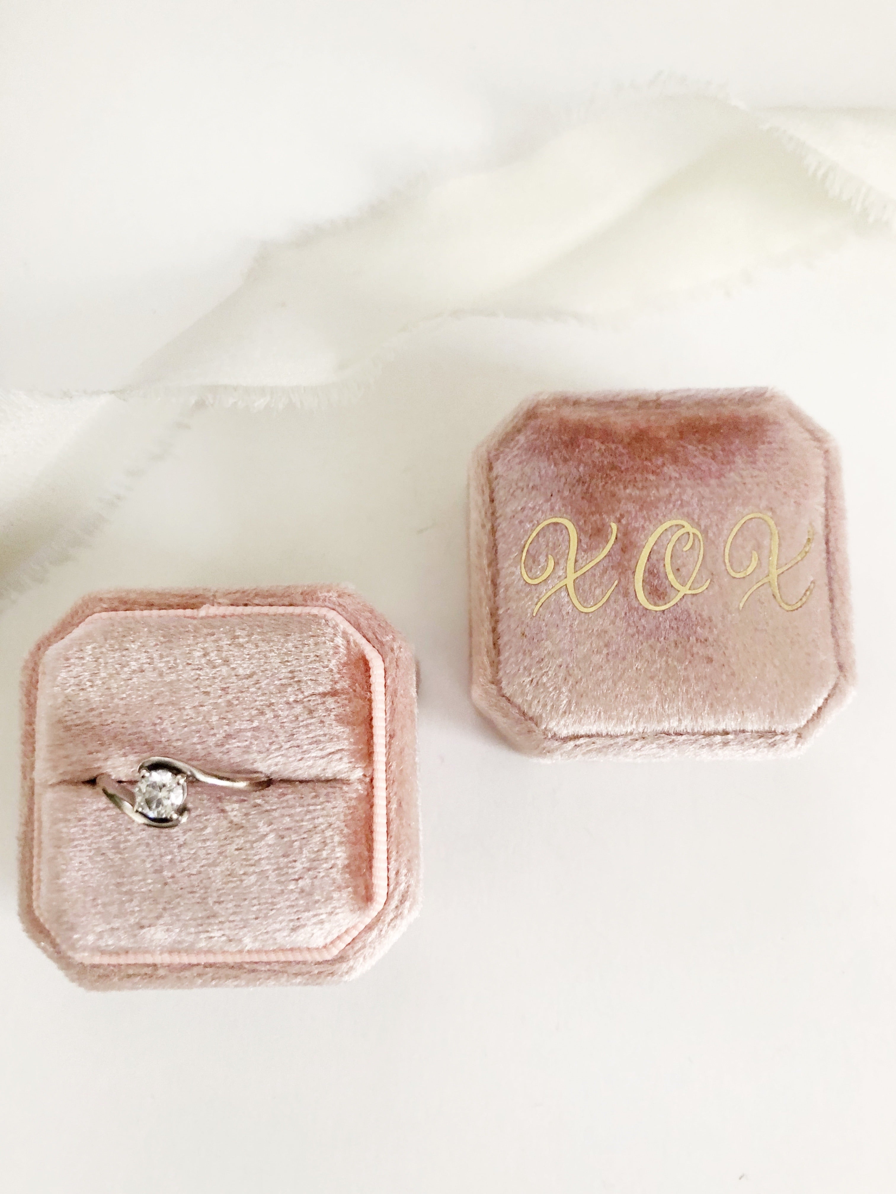 XOX Ballet Pink Square Octagon Ring Box One-Off