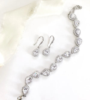 Lindi Silver Diamond Earrings and Bracelet Set