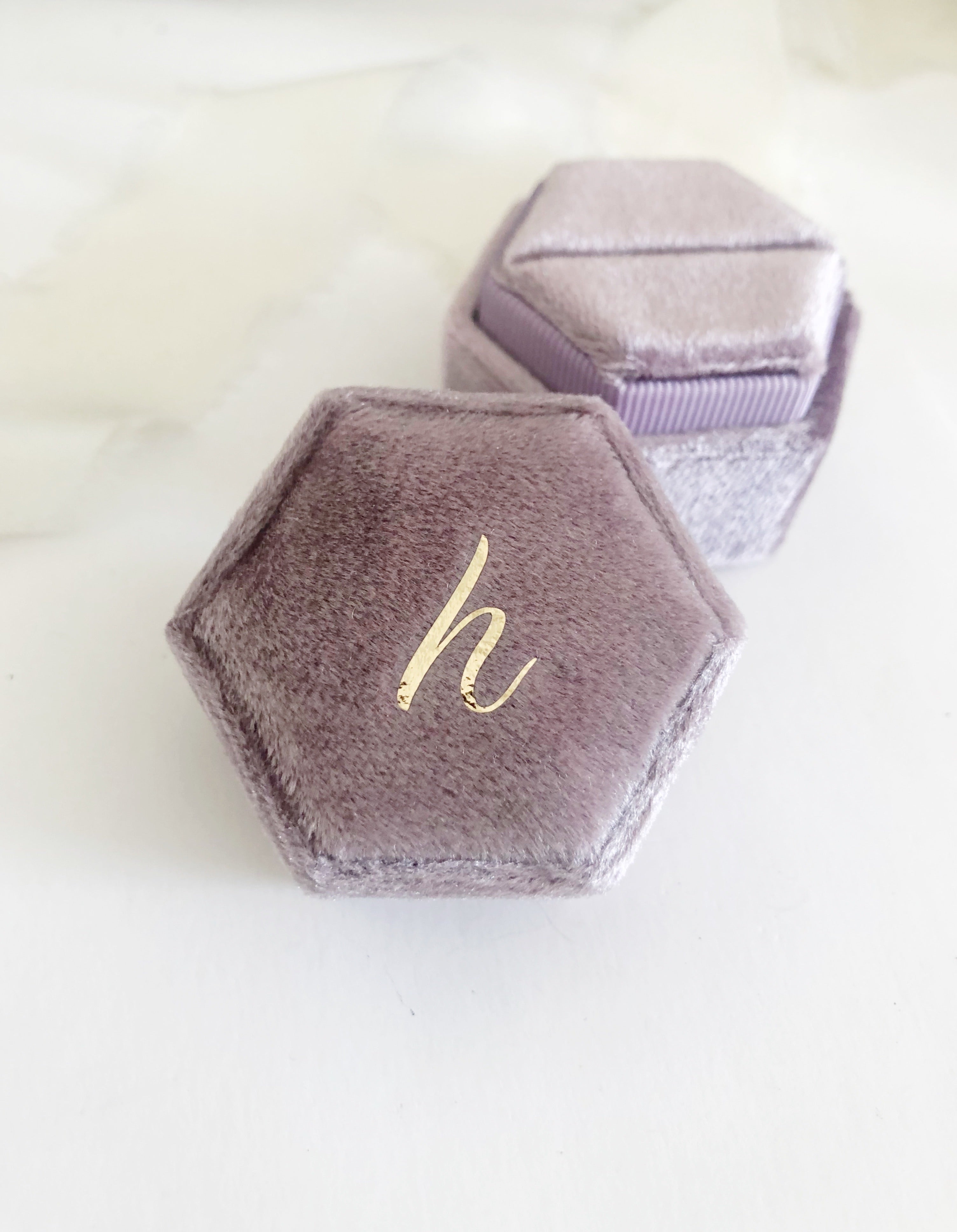 h Mauve Hexagon Ring Box One-Off