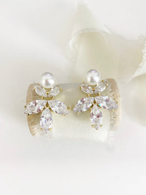 Mara Pearl Diamond Stud Earrings