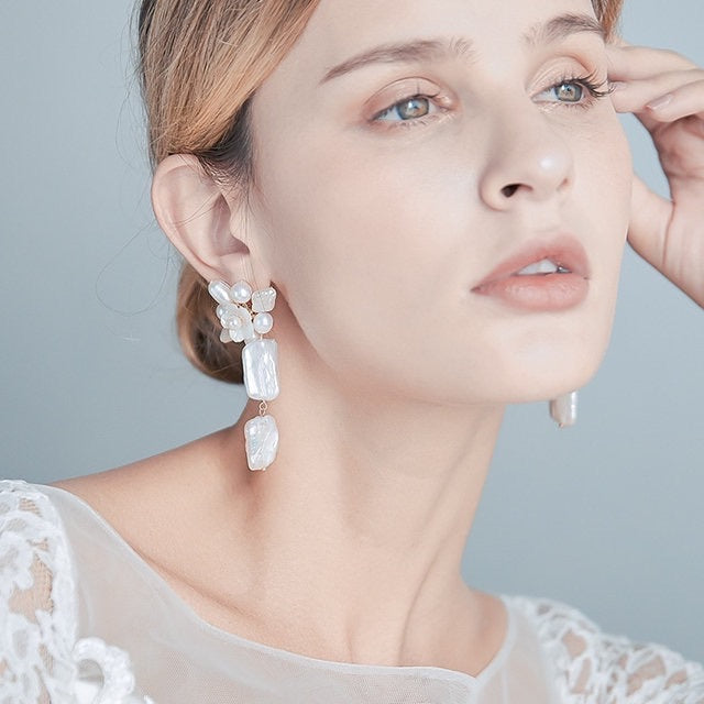 Coriann modern freshwater pearl drop earrings