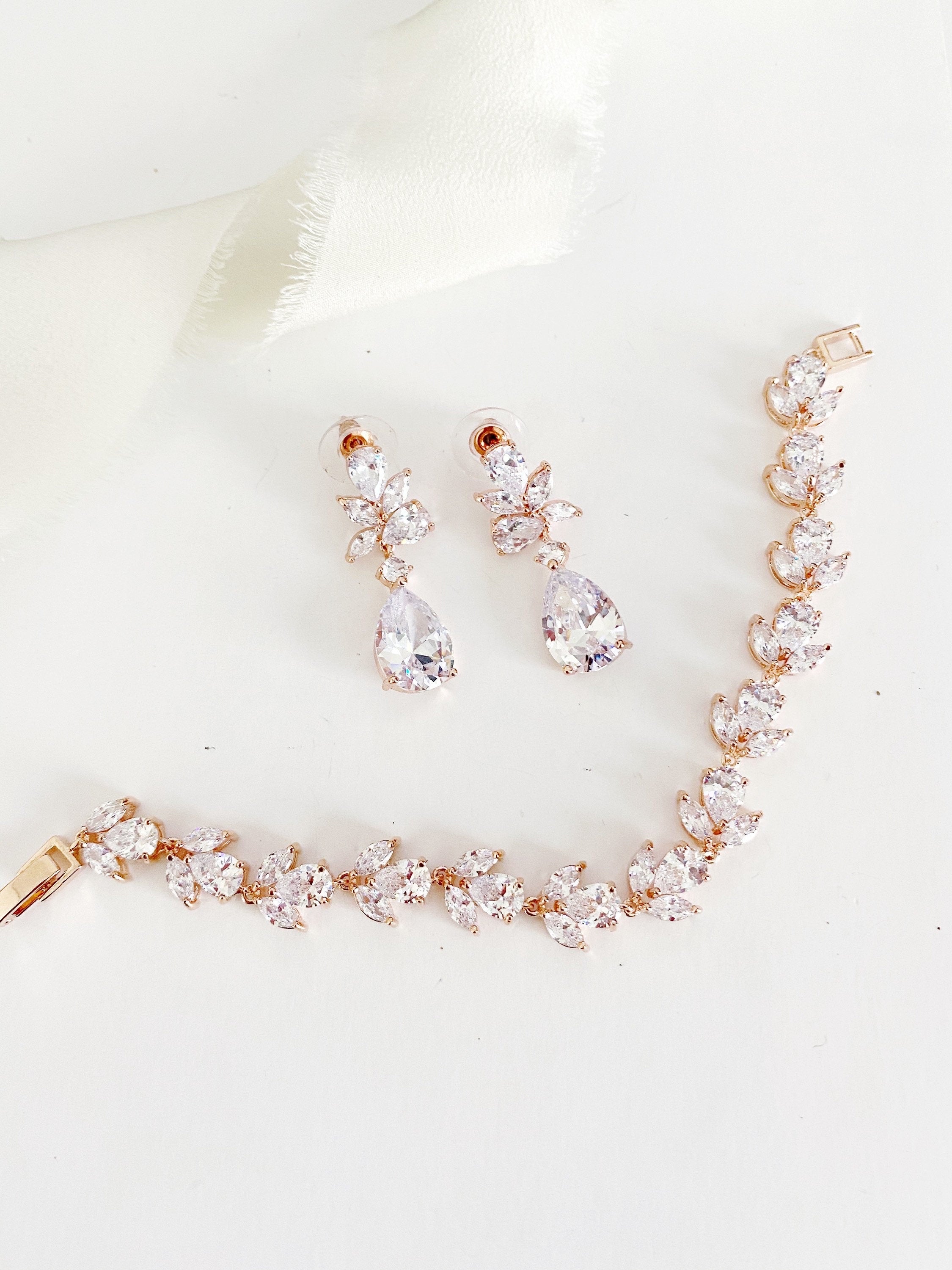 Ivy Diamond Earrings and Bracelet Set