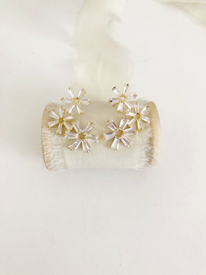 Hilan Gold Flower Stud Wedding Earrings