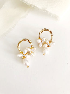 Madelyn gold and freshwater pearl hoop earrings