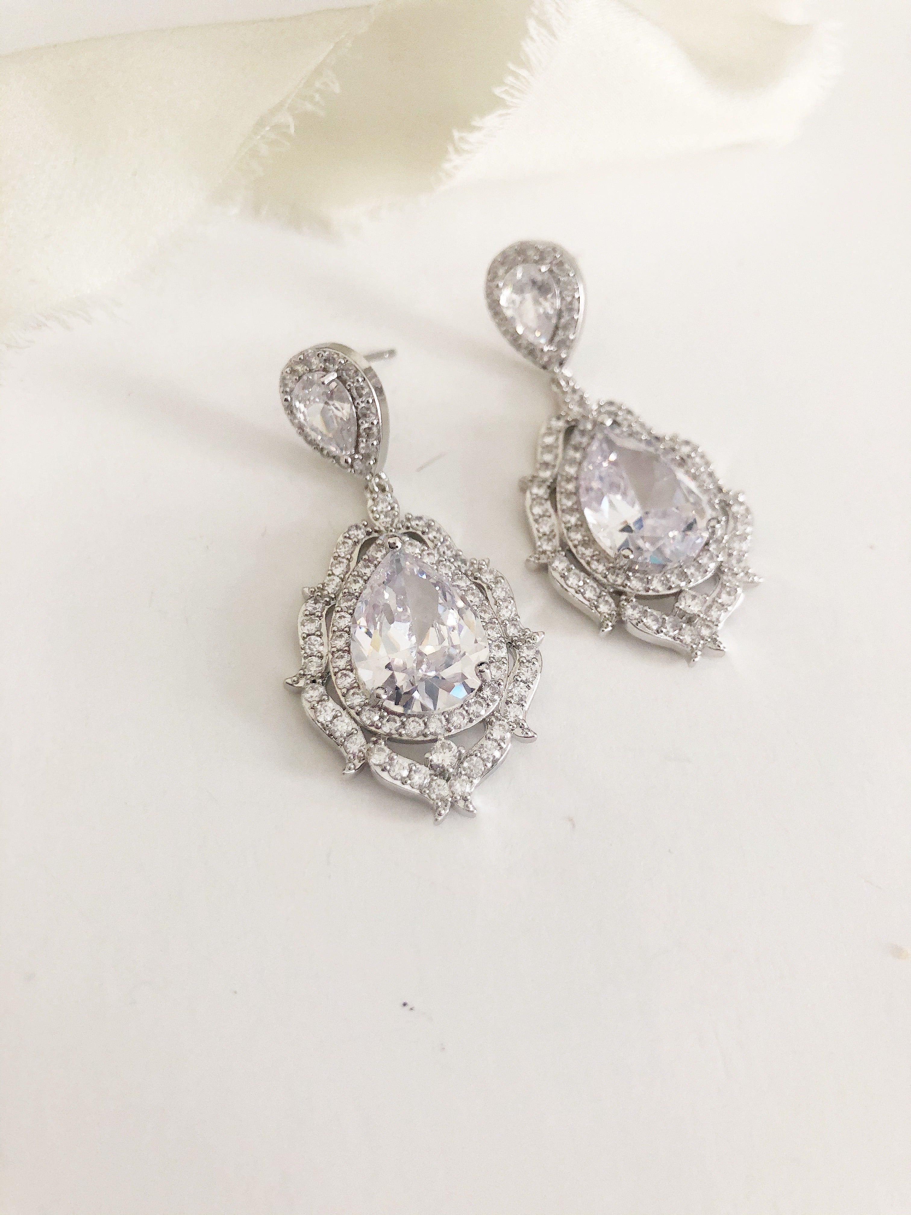 Parisa Statement Diamond Wedding Earrings